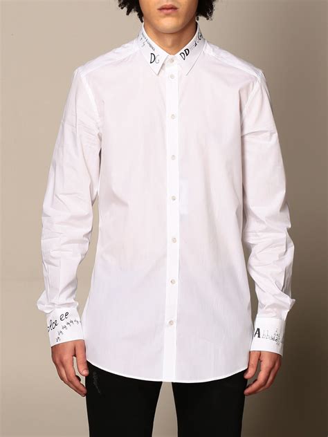 chemise blanche dolce gabbana homme|Chemise en coton en blanc – Dolce Gabbana .